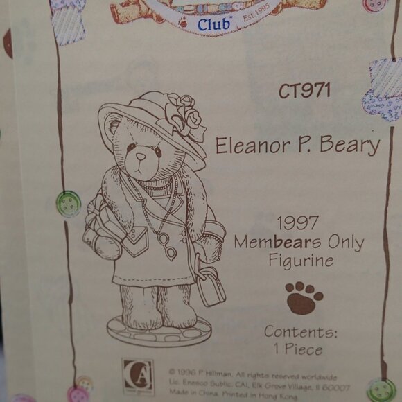 Cherished Teddies Eleanor P Beary 1997 Membears Only Figure - Picture 6 of 7